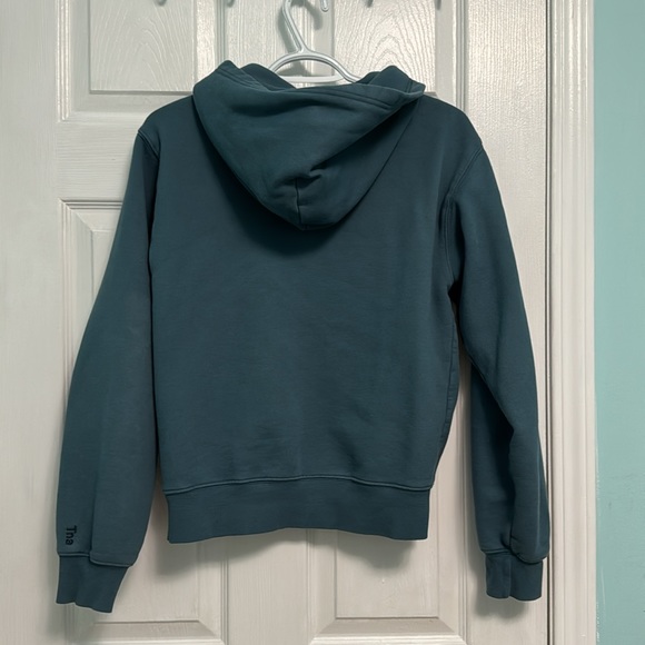 Aritzia TNA Cozy Fleece Perfect Zip Up Hoodie in Teal - Picture 2 of 3